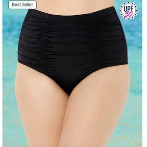 Swimsuits For All full coverage high waist gathered front bikini bottoms